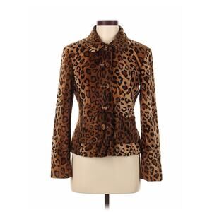 VTG MDL Leopard Animal Print Faux Fur Brown Jacket 6